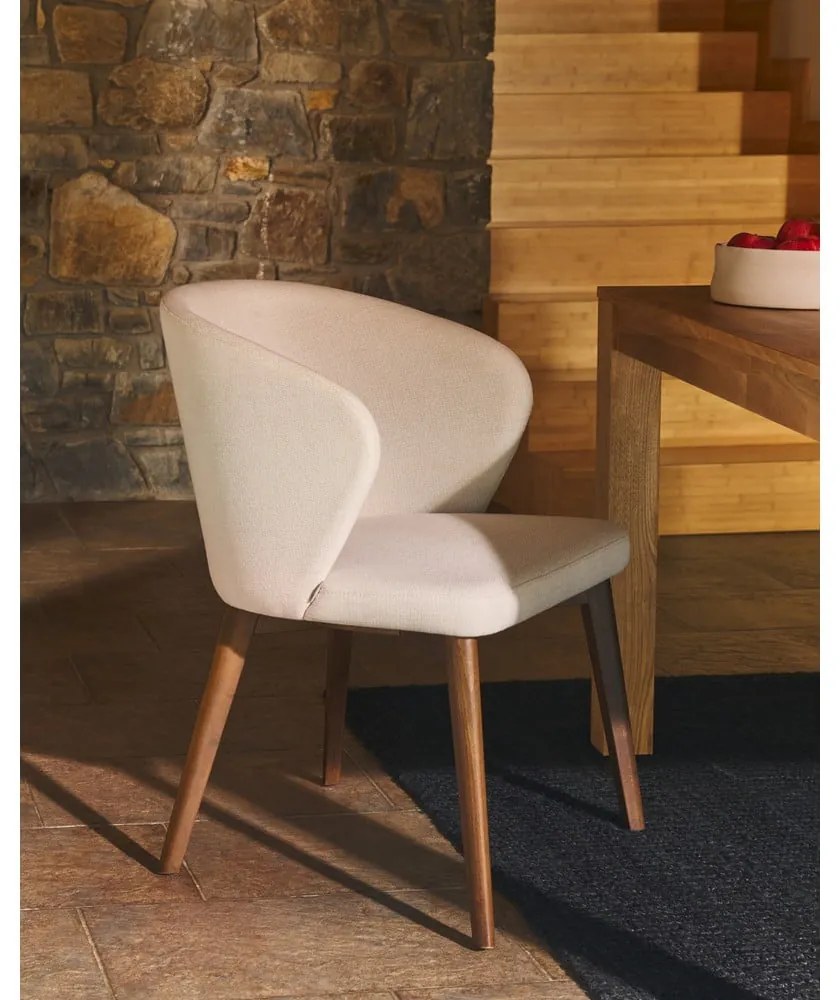 Krémovobiele čalúnené jedálenské kreslo Darice – Kave Home