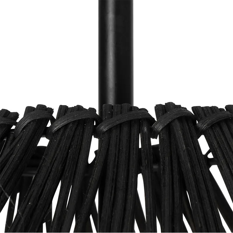 Rustikálna stojaca lampa čierna s ratanom - Sam