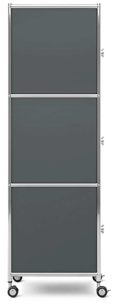 Kovová skrinka na kolieskach »CN3« s 3 dvierkami, sivá