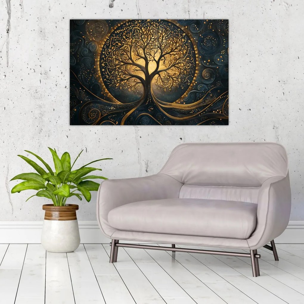 Obraz – Strom so zlatou aurou (90x60 cm)