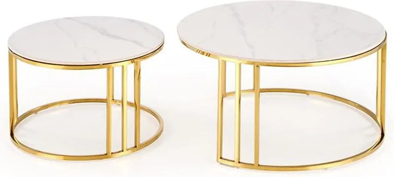 Konferenčný stolík Mercury 3 biela mramor/zlatá