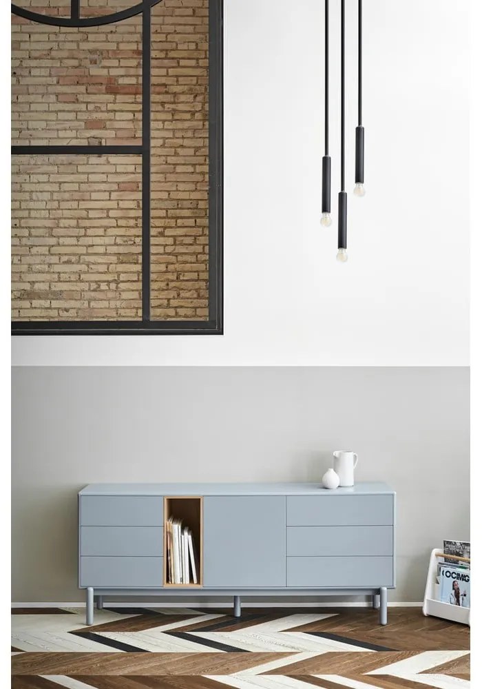 Modrá/sivá nízka komoda 180x76 cm Corvo – Teulat