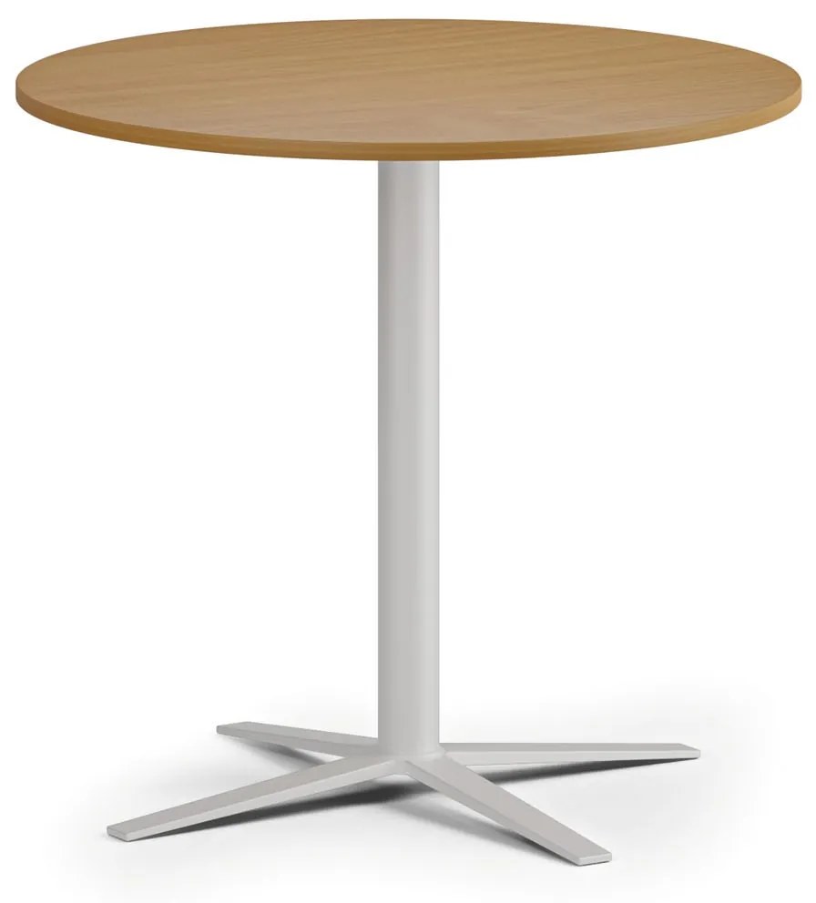 Konferenčný stolík AURA, priemer 80 cm, biela podnož, buk