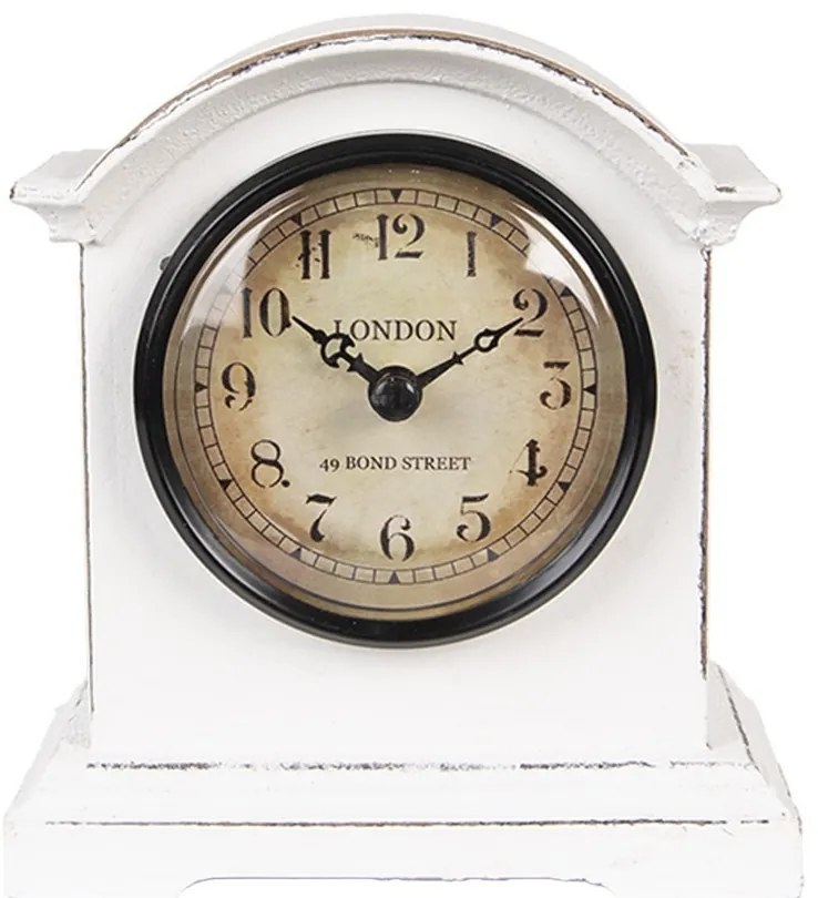 Biele antik drevené hodiny London - 13*7*14 cm / 1*AA