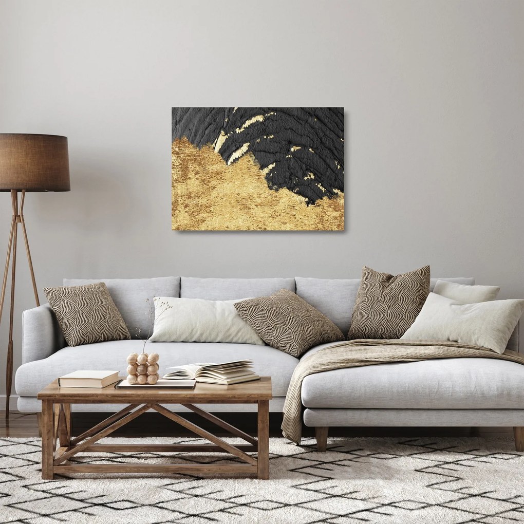 Sklenený obraz - Zlatá štruktúra N⁰1 (70x50 cm)