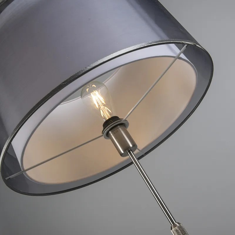 Stojaca lampa z ocele s čiernym a bielym tienidlom 47 cm nastaviteľná - Parte