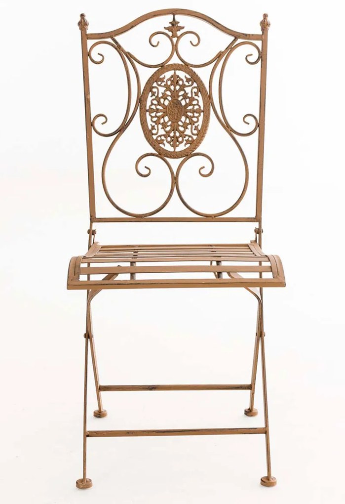 Kovová skladacia stolička Sibell - Hnedá antik