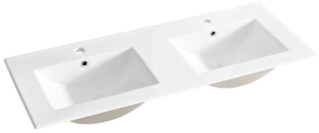 Dvojité keramické zápustné umyvadlo Lava 120 cm bílé