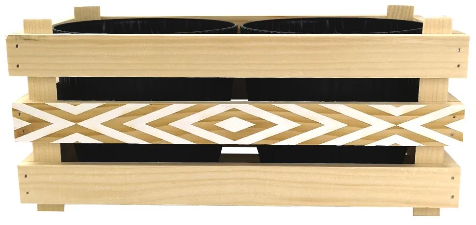 AMADEA Drevený obal s kvetináči s motívom kosoštvorcov, 32x17x15cm Český výrobok