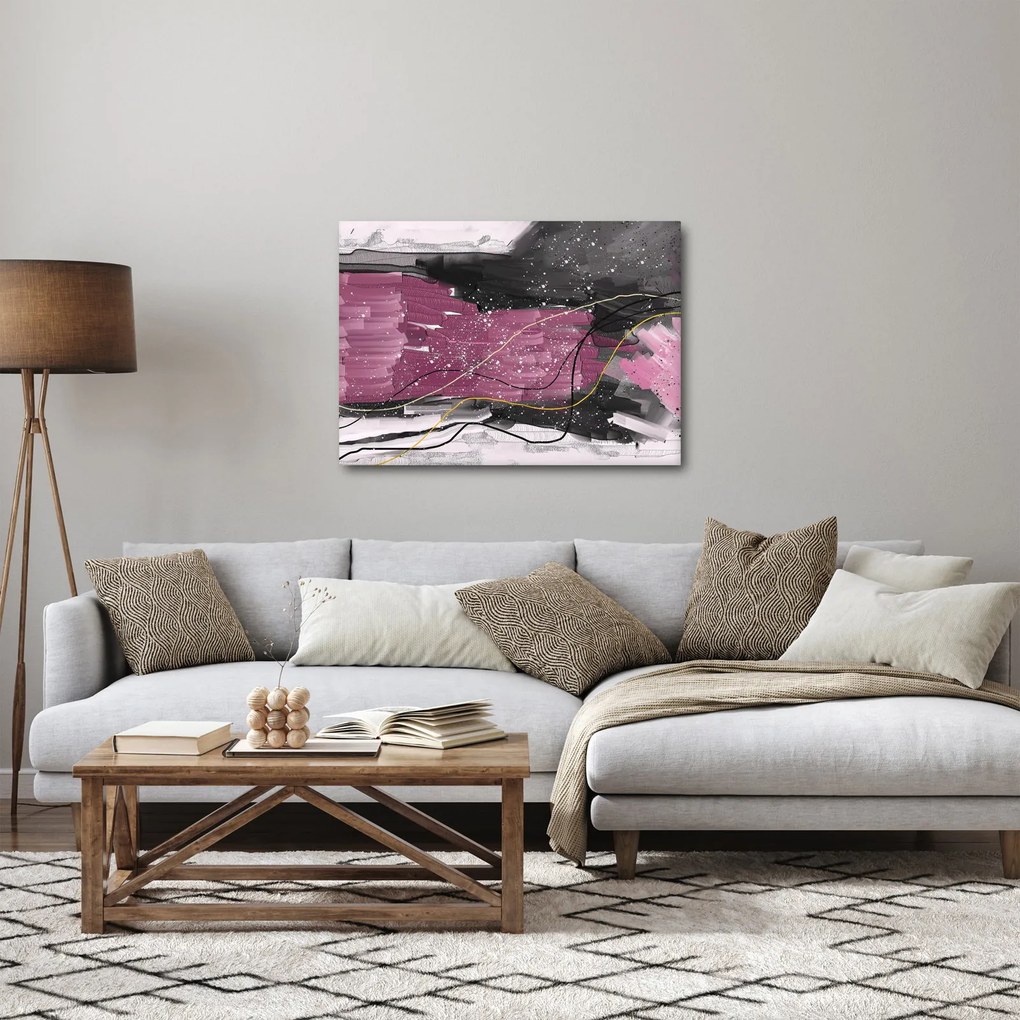 Obraz - Ružovo-čierna abstrakcia (70x50 cm)