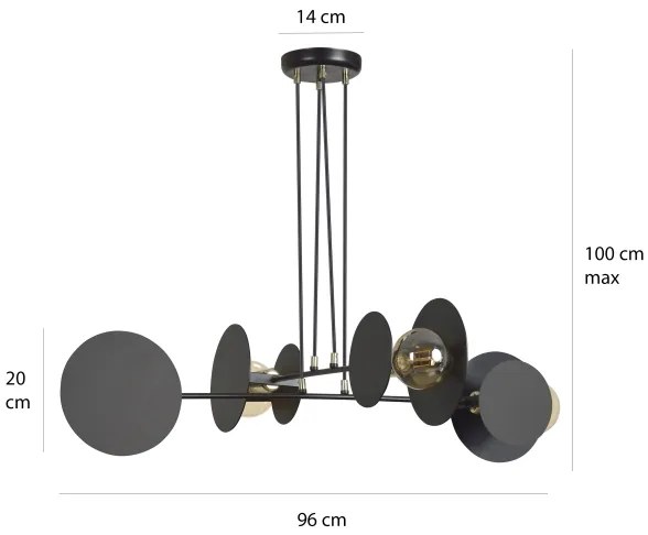 Luster na lanku IDEA 4xE27/15W/230V čierna