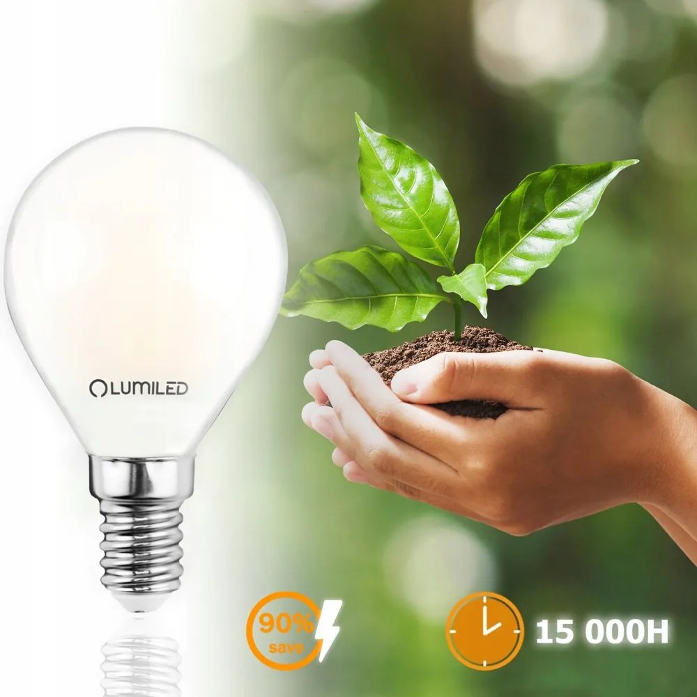 LED žiarovka P45 E14 7W = 60W 770lm 3000K Warm 360° Filament Milk LUMILED