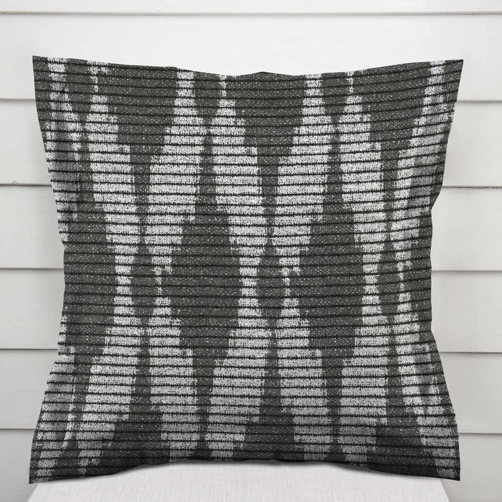 Biante Dekoračná obliečka na vankúš s lemom Leona LN-048 Tmavo sivé obrazce a pásiky 35 x 45 cm