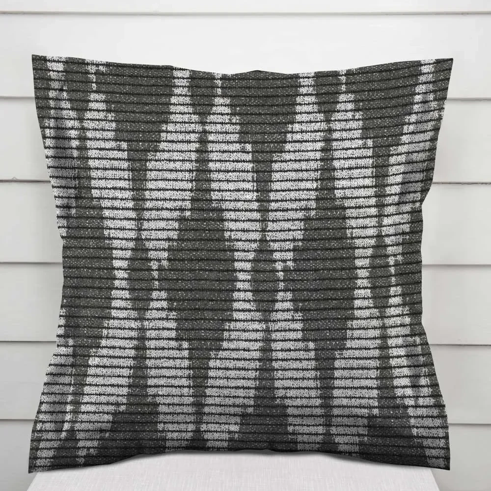 Biante Dekoračná obliečka na vankúš s lemom Leona LN-048 Tmavo sivé obrazce a pásiky 50 x 60 cm