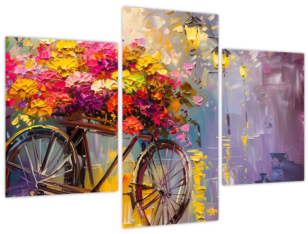 Obraz - Bicykel s kvetmi (90x60 cm)
