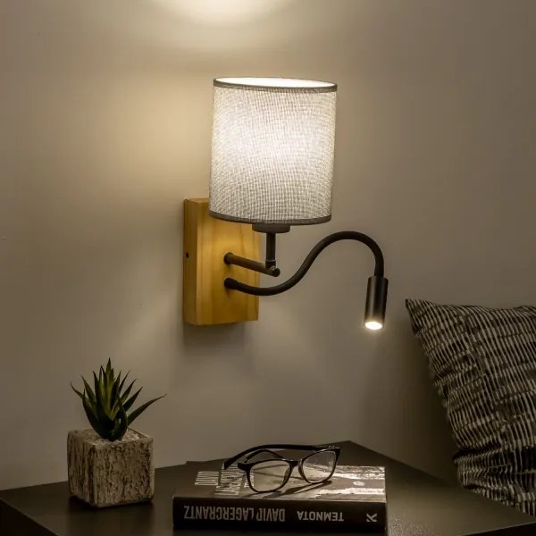 Brilagi - LED Nástenná lampa NUBILA WOOD 1xE27/25W/230V + LED/3W dub/šedá