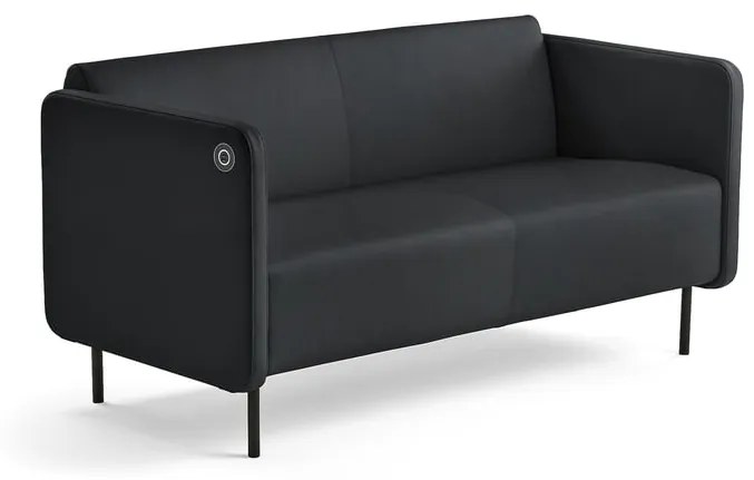 Pohovka CLEAR s USB zásuvkou, 2,5 miestna, koženka, antracitovo šedá