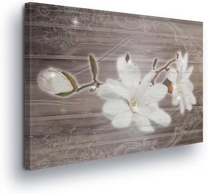 GLIX Obraz na plátne - Decor Wood with Flower 100x75 cm
