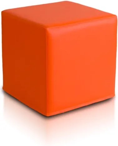Sedací vak taburetka Block kocka oranžová ekokoža