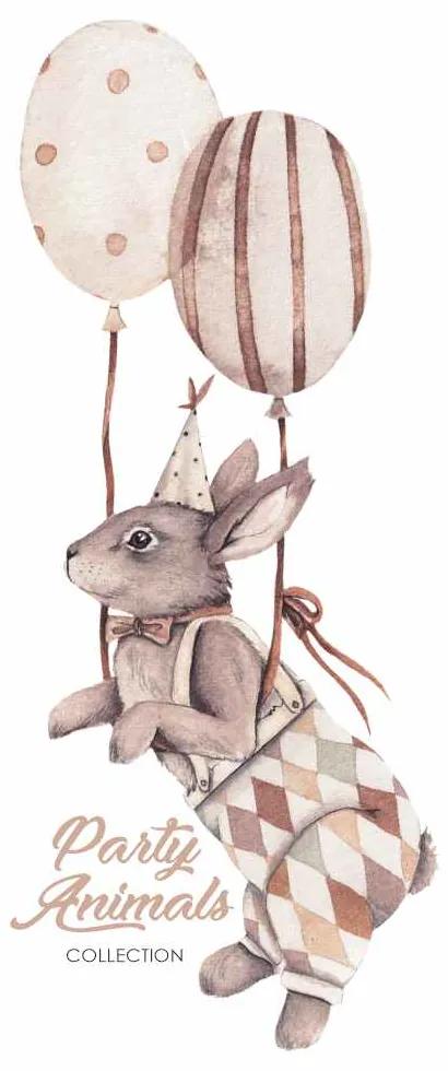 Gario Detská nálepka na stenu Party animals - zajačik s balónmi