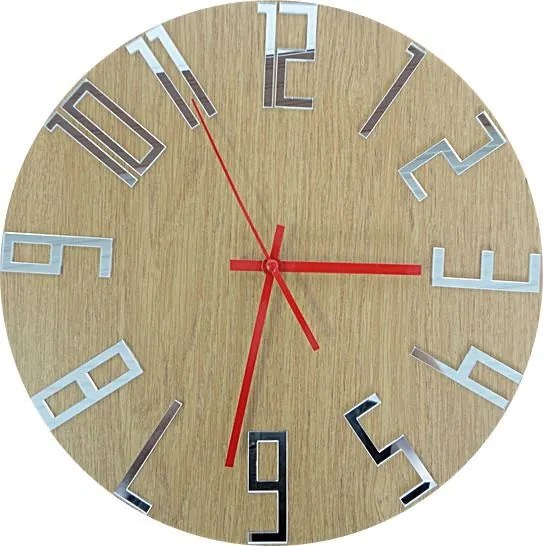 Moderné hodiny na stenu čísla Dub - Silver I SENTOP HDFK006: Čierne ručičky 30 cm 3401-19864 HDFK006 DUB silver