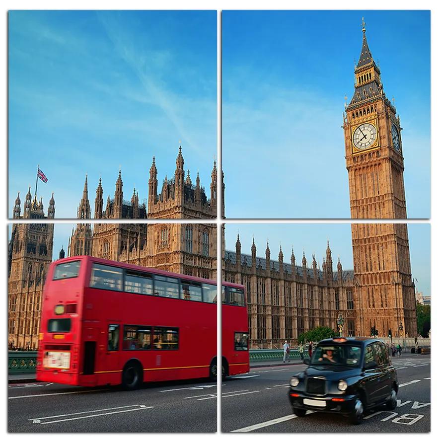 Obraz na plátne - Autobus v Londýne - štvorec 331D (100x100 cm)