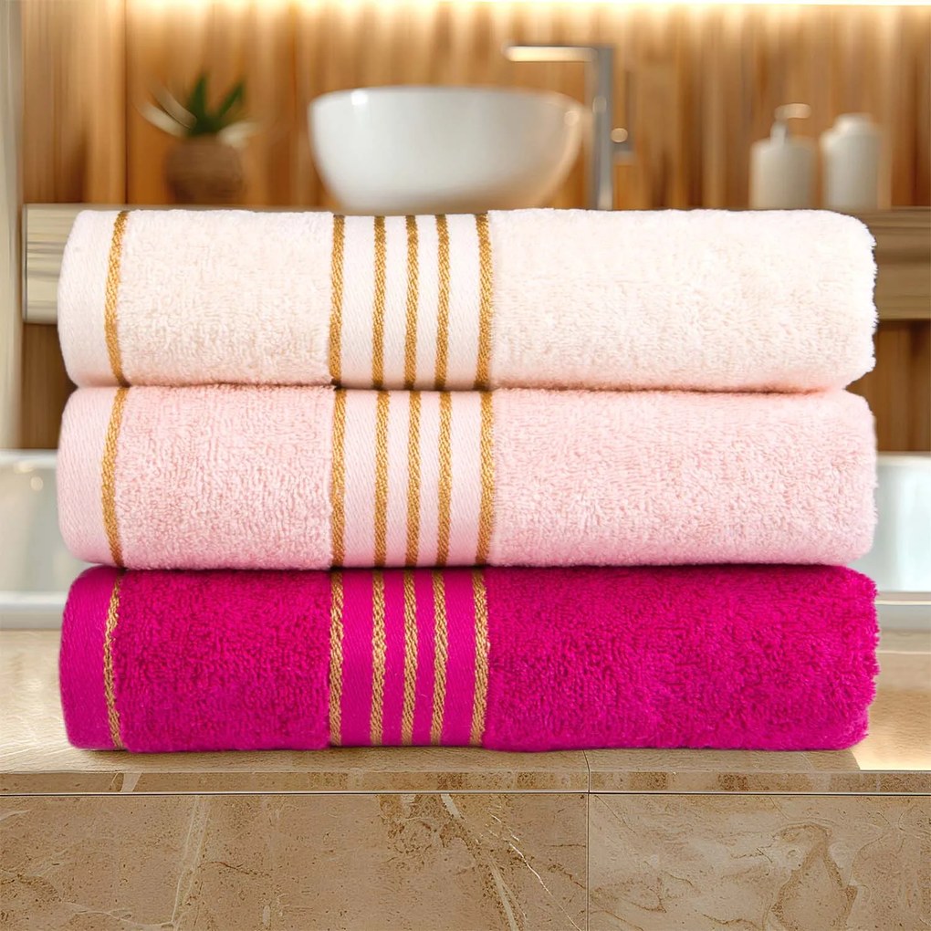 BAVLNENÉ UTERÁKY TIWANO SADA 1 KS 50X90 CM, 1 KS 70X140 CM RUŽOVÁ