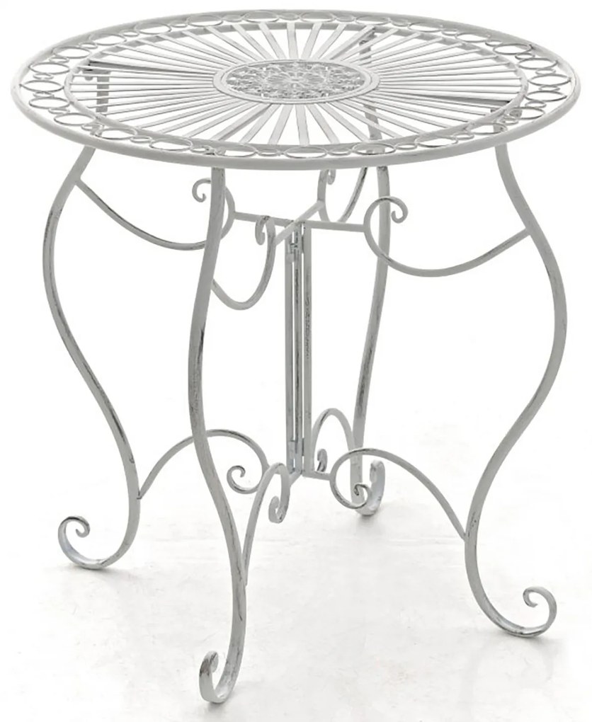 Súprava kovových stoličiek a stola Indra (SET 2+1) - Biela antik