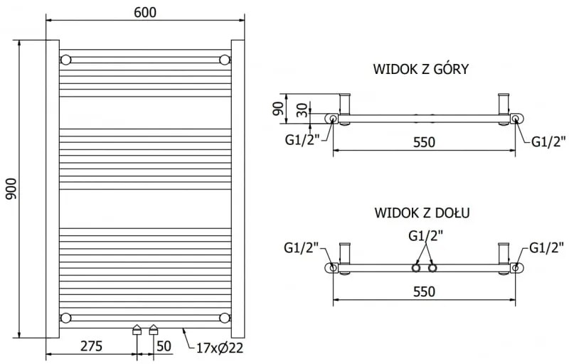 Mexen Mars, vykurovacie teleso 900 x 600 mm, 430 W, biela, W110-0900-600-00-20