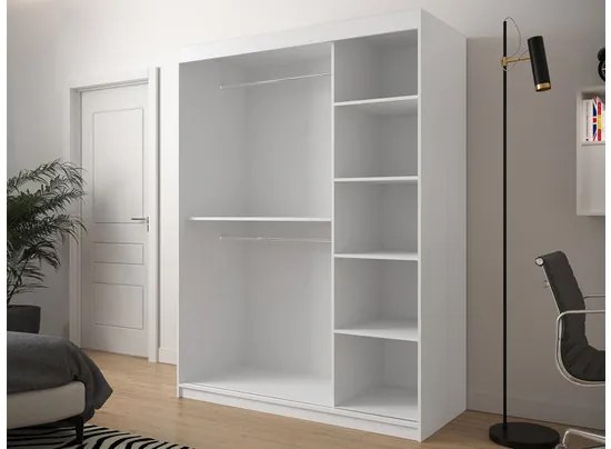 Posuvná skriňa so zrkadlom Ratintu 2 150 cm, zásuvka: áno, Farby: čierna / dub artisan + čierna