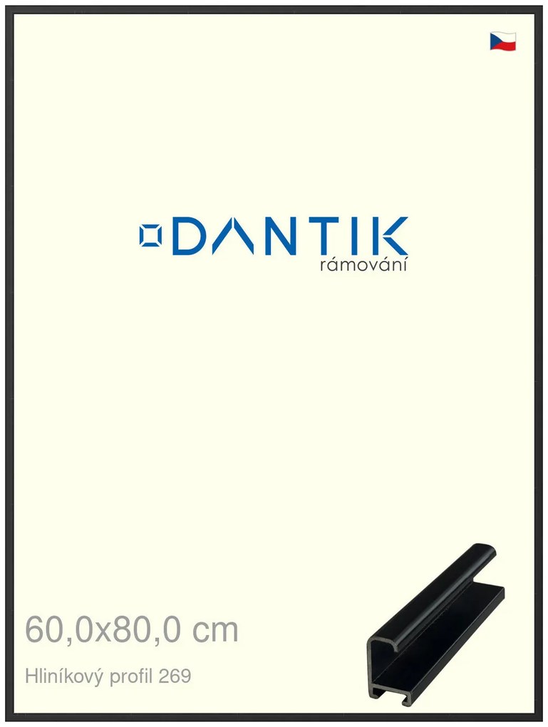 DANTIK rám na obraz 60x80 | ALU Černá matná (Plexi Čiré)