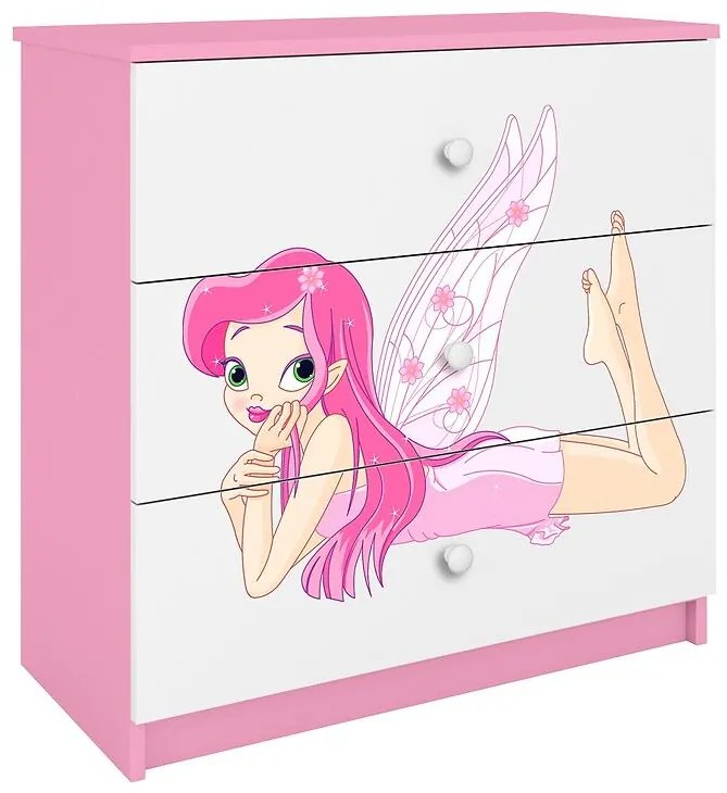 Detská komoda Babydreams ružová – Víla 2