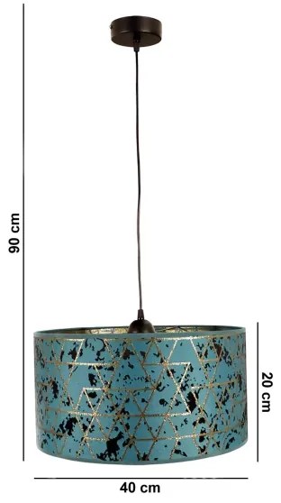 Luster na lanku REZO 1xE27/60W/230V tyrkysová