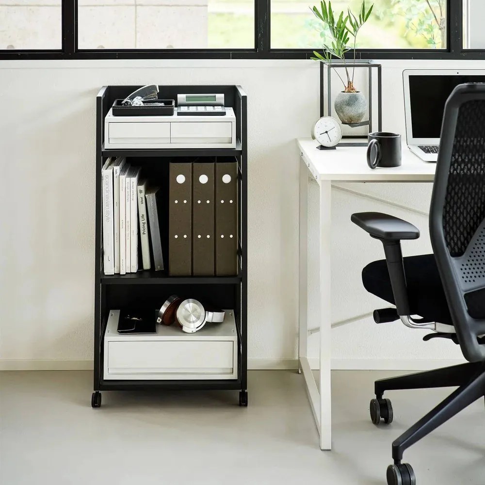 Čierny kovový pojazdný regál 42x84,5x32 cm Tower – YAMAZAKI