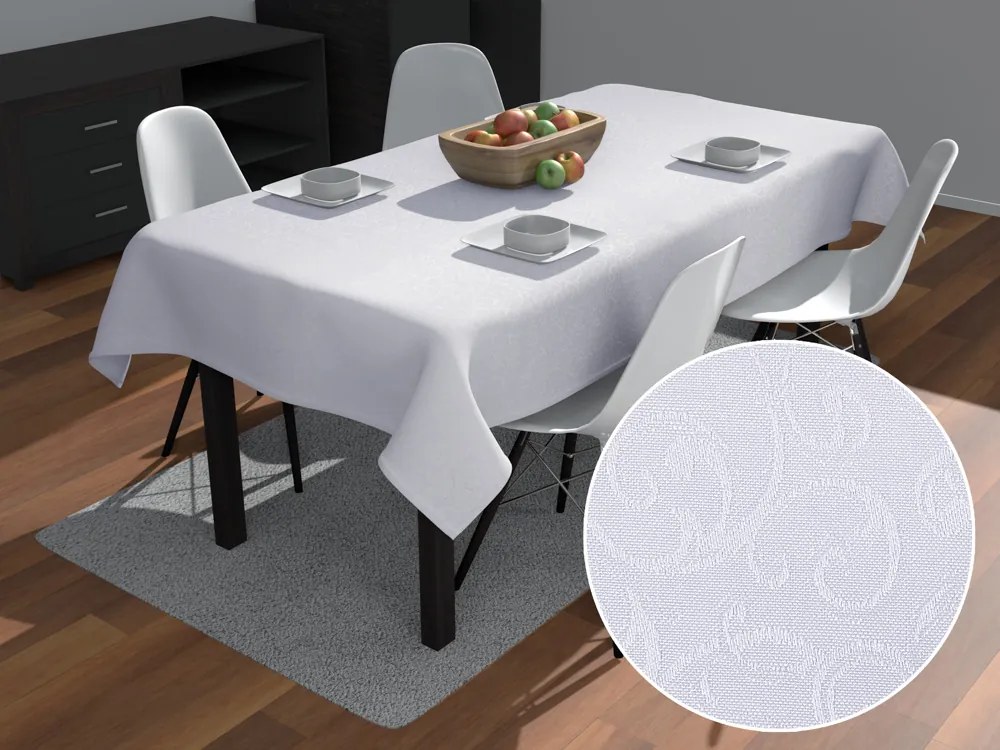 Biante Teflónový obdĺžnikový obrus TF-078 Ornamenty - studená biela 100x140 cm