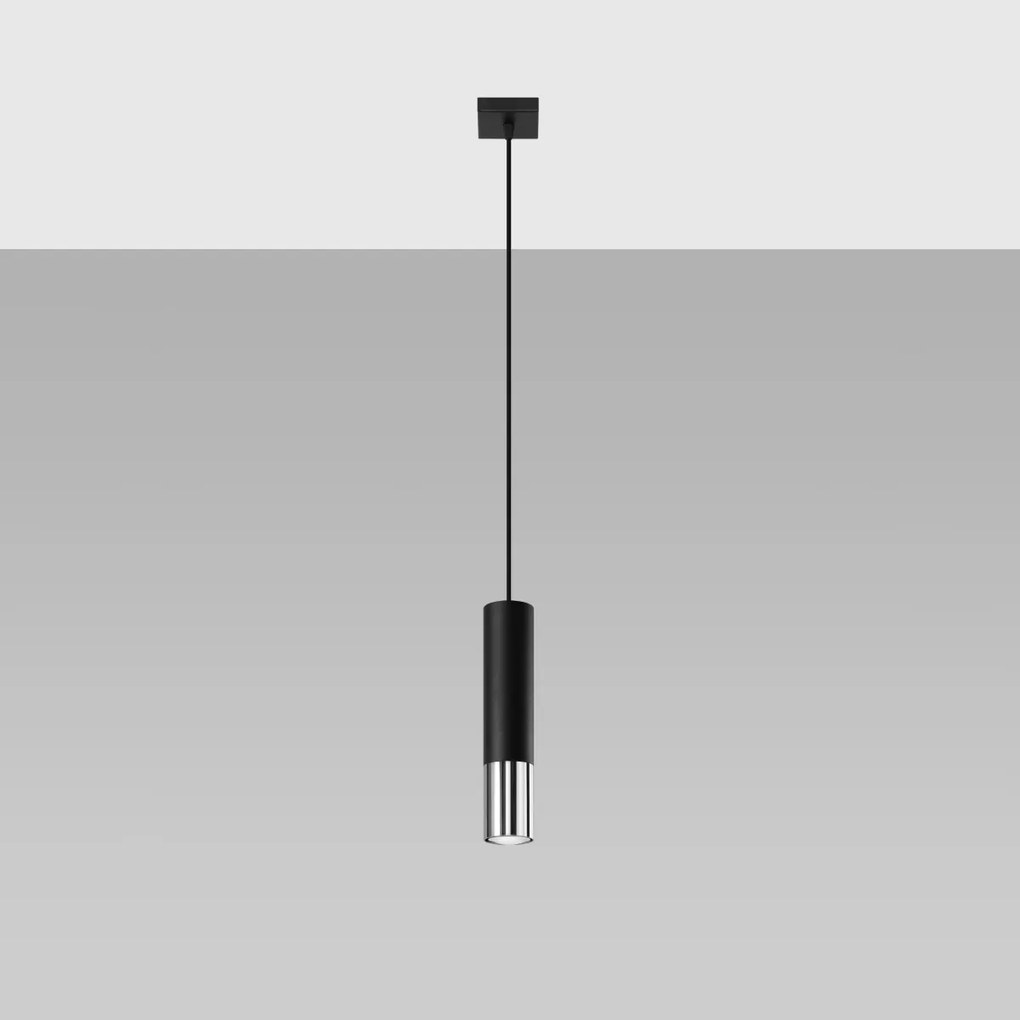 Závesné svietidlo Loopez, 1x čierne kovové tienidlo, ch