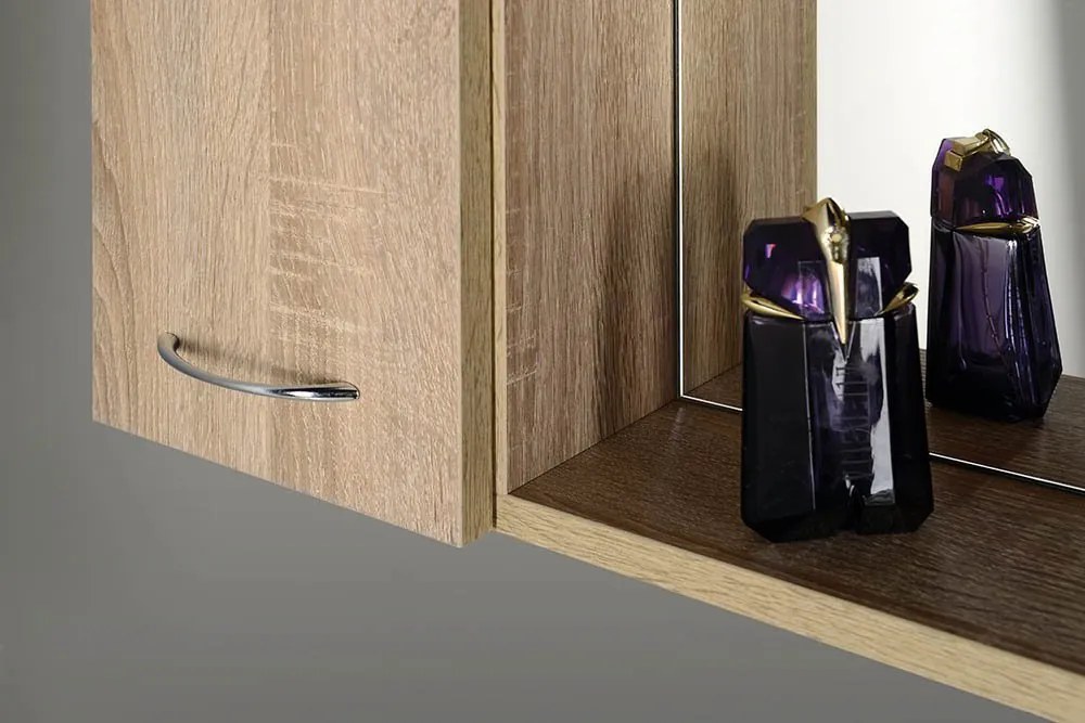 Aqualine Aqualine, ZOJA/KERAMIA FRESH galérka s LED osvetlením 60x60x14cm, ľavá,dub platin, 45027