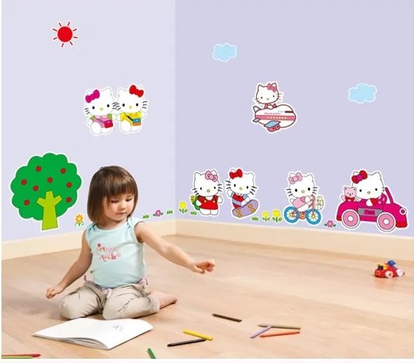 Veselá Stena Samolepka na stenu na stenu Hello Kitty na výlete