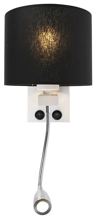 Moderná nástenná lampa biela s čiernym tienidlom - Brescia