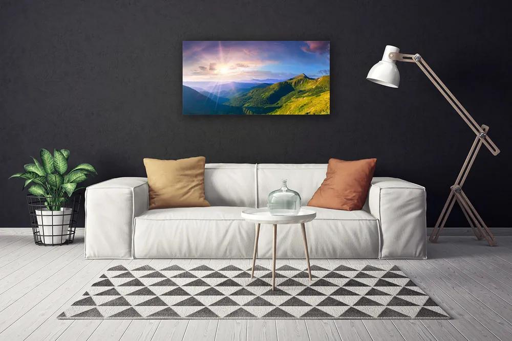 Obraz Canvas Hora lúka slnko krajina 120x60 cm