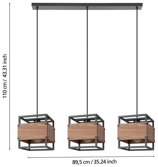 Eglo 43805 - Luster na lanku EVESHAM 3xE27/40W/230V