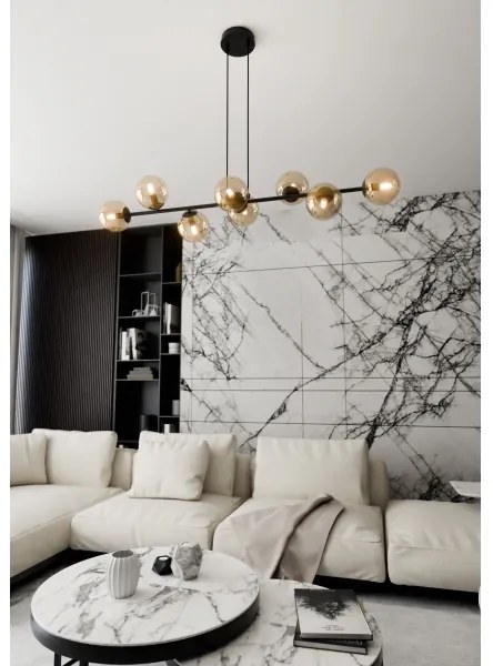 Luster na lanku ROSSI 8xE14/10W/230V čierna/béžová