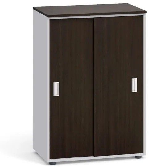 Kancelárska skriňa zasúvacie dvere, 1087 x 800 x 420 mm, sivá / wenge