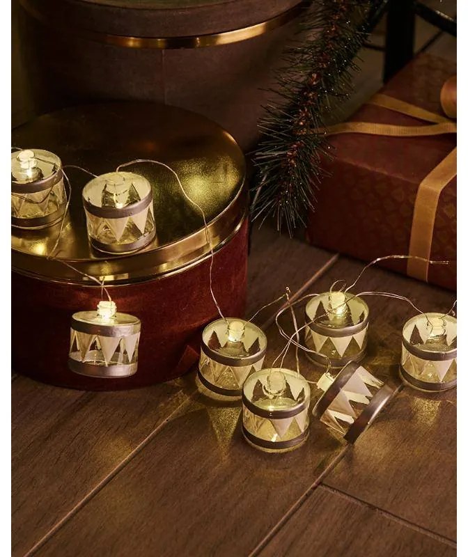 SIRIUS Dekoratívna reťaz LED, strieborné bubny, 1,5 m