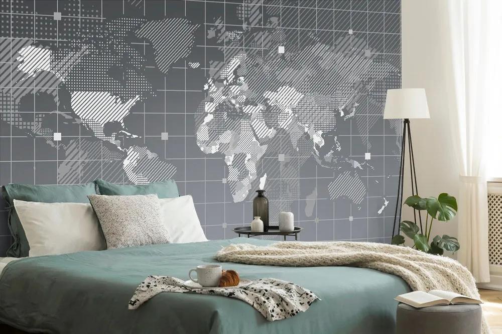 Samolepiaca tapeta šrafovaná mapa sveta - 375x250