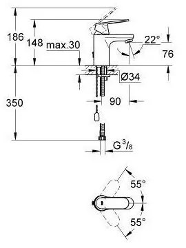 GROHE Eurosmart Cosmopolitan páková umývadlová batéria S, chróm, 3282700E