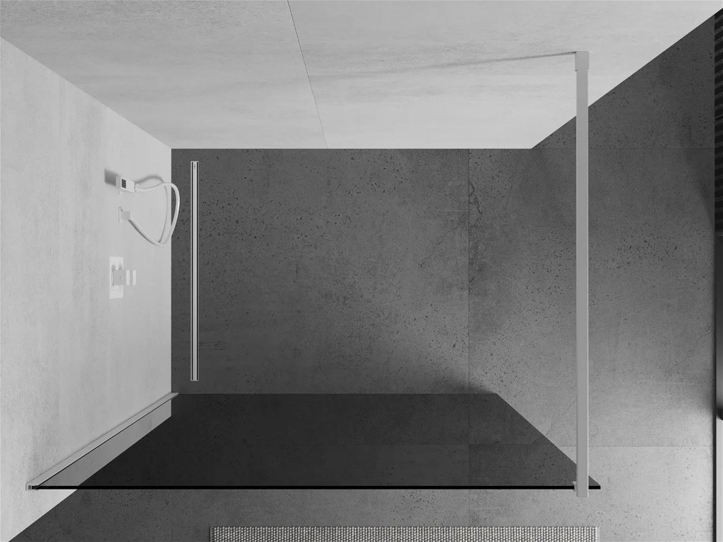 Mexen Kioto, Walk-In sprchová zástena 110 x 200 cm, grafit 8 mm, biely profil, 800-110-101-20-40