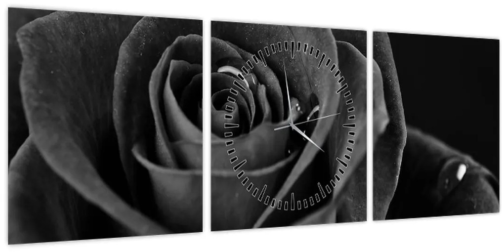 Obraz - Červená ruža (s hodinami) (90x30 cm)