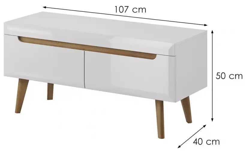 Televízny stolík Nordi 107 cm biely/dub Riviéra