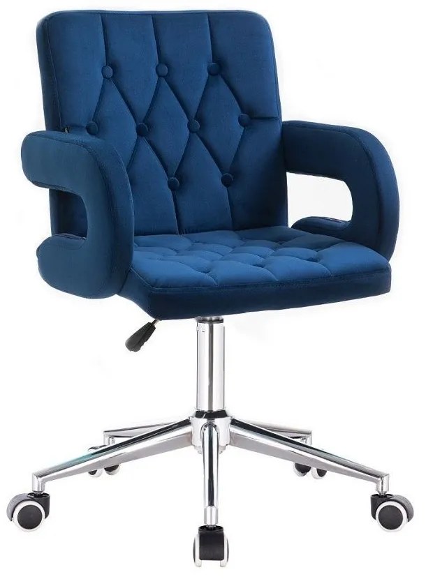 LuxuryForm DESIGN Stolička BOSTON VELUR na striebornej podstave s kolieskami - modrá